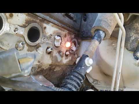 exhaust manifold bolt broken off in head removal with mig welder part 1