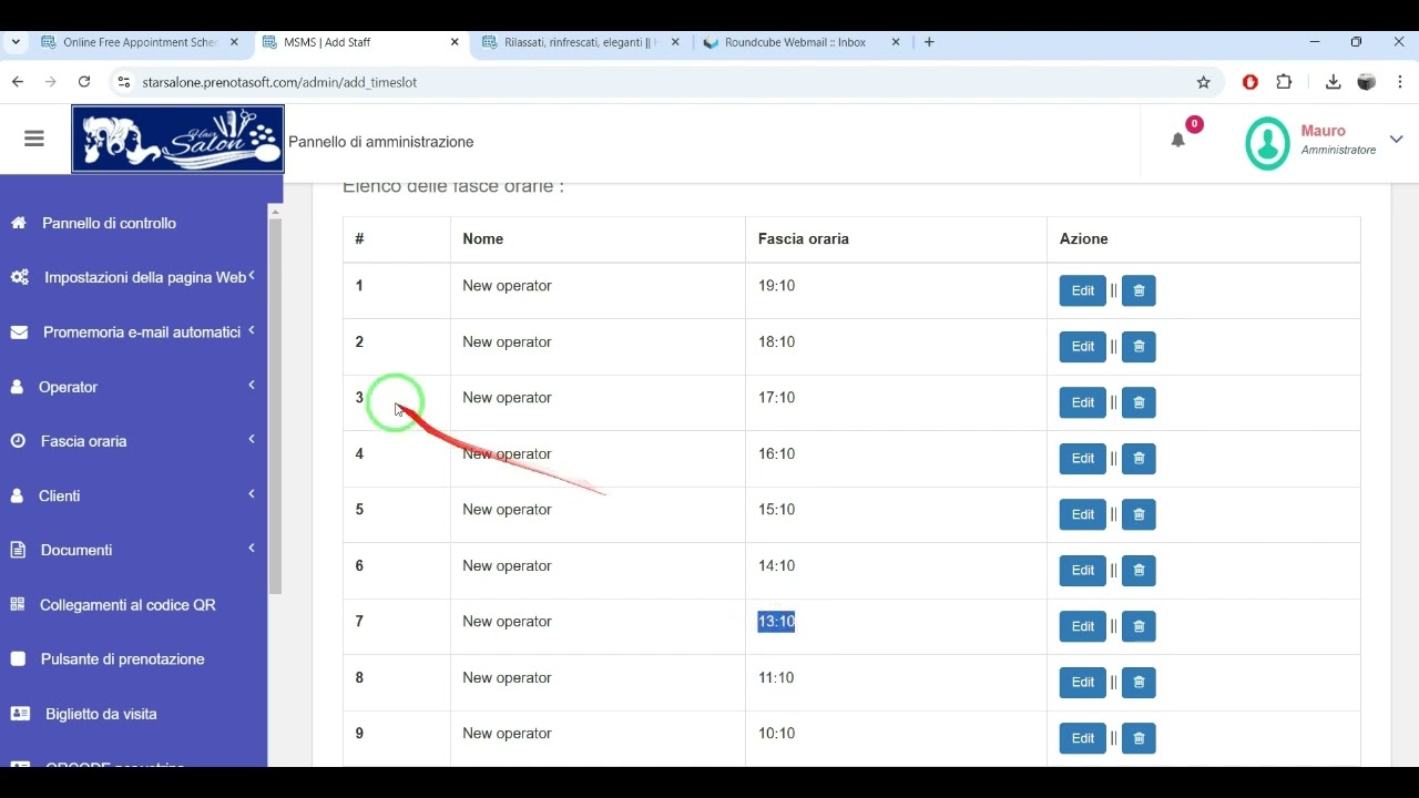Imposta la fascia oraria (auto/manuel) e metti in pausa