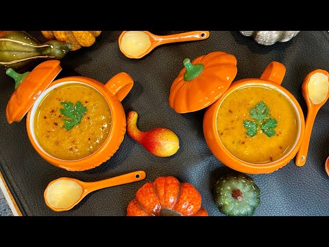 Velouté de courge butternut rôtie au four حساء القرع