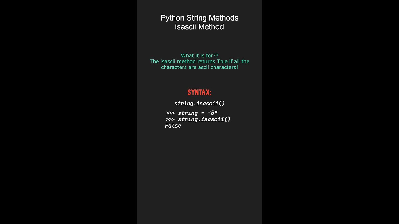 isascii Method - String Methods Python