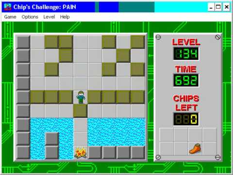 Chip's Challenge 1 level 134 solution - 218 seconds (Abridged version)