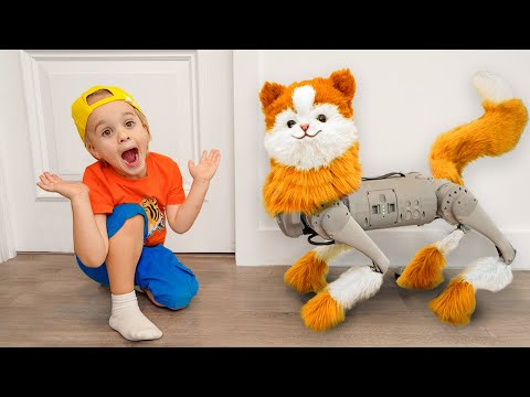 Kids want to have a pet and play with robo cat