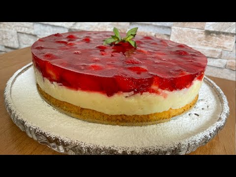 Schneller Erdbeerkuchen mit Vanille Pudding | Schnell und Lecker Backen