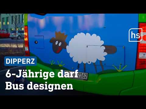 Fulda: Bus mit Rhönschaf und Maibaum - Design von 6-jähriger Leonie | hessenschau
