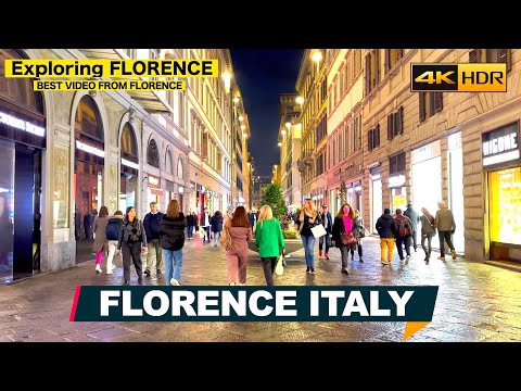Florence, Firenze Italy at Night 🇮🇹 Walking Tour ▶32 with Captions (English Subtitles) [4K HDR]