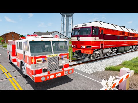 Railway Сrossing Train Сrashes #22 - Beamng drive