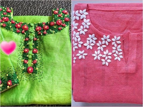 churidar neck hand embroidery