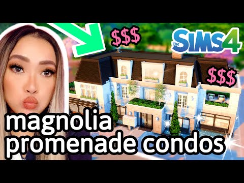 building low rise condos in Magnolia Promenade in the Sims 4: For Rent Build Series Episode 13