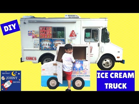 DIY Cardboard Mr Softee Ice Cream Truck For Kids Pretend Play With Ice Cream Truck Food Toys Video