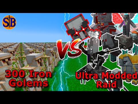 Can 300 Iron Golems Defeat an Ultra Modded Raid | Minecraft Mob Battle