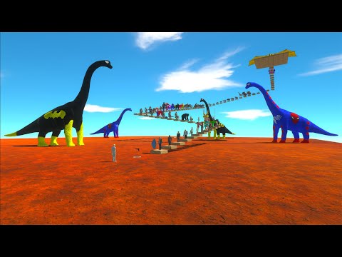 DEADLY FPS PARKOUR AROUND BATMAN BRACHIOSAURUS & SPIDERMAN BRACHIOSAURUS - Animal Revolt Battle Simu