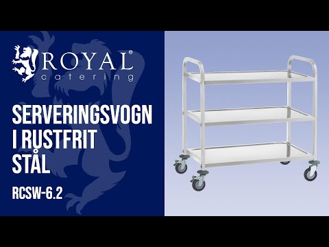 Produktvideo - Serveringsvogn i rustfrit stål - 3 bordplader - op til 150 kg - 2 bremser