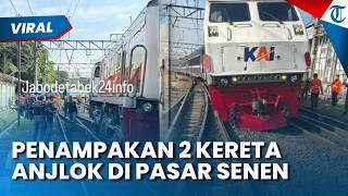 Penampakan 2 Kereta Anjlok di Pasar Senen, KA Jaka Tingkir & KA Serayu Diduga Alami Senggolan