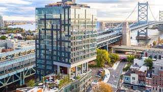 Aerial View of Beautiful Bridge Apartments in Old City, Philadelphia