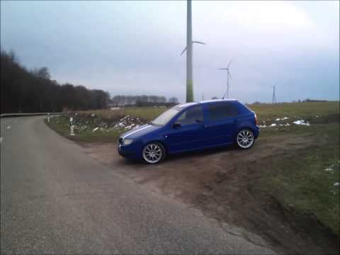 Blue white Skoda Fabia Tuning