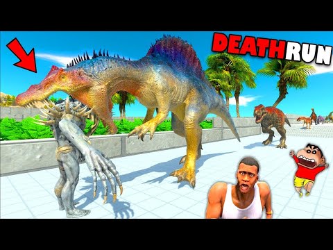EVERY DINOSAUR DEATH RUN vs SHINCHAN and CHOP in ANIMAL REVOLT BATTLE SIMULATOR
