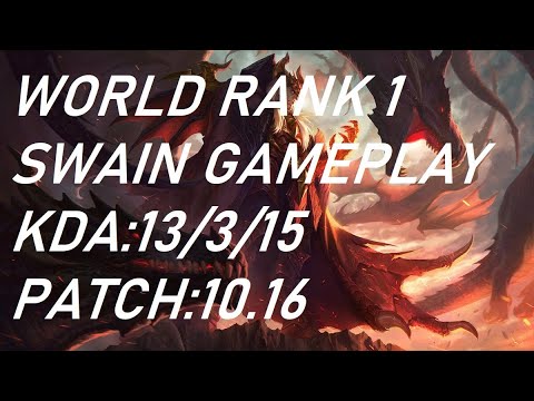 World Rank 1 Swain vs Ashe Gameplay Replay-NA Patch 10.16