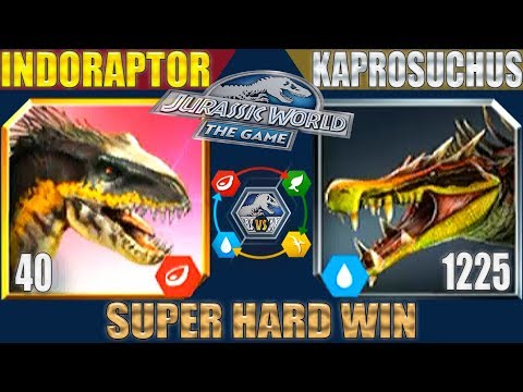 INDORAPTOR vs KAPROSUCHUS (SUPER HARD WIN) | JURASSIC WORLD THE GAME