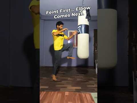Feint + Elbow Strike | Catch Them Off Guard 😈#Feint #ElbowStrike #SelfDefense  #Fighting #MuayThai
