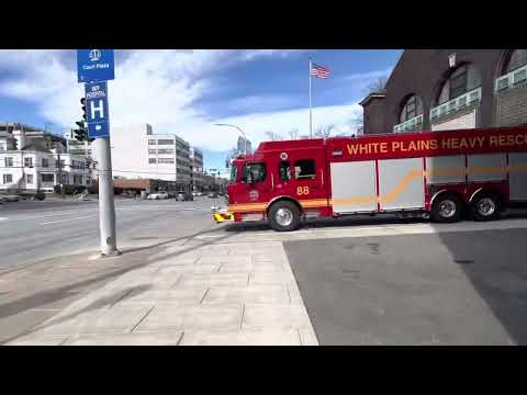 White plains FD R-88 going out of Quarters & E-70 Responding to a call