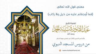 صورة 43 معنى: {فما أوجفتم عليه من خيل ولا ركاب} - الشيخ عبدالقادر شيبة الحمد رحمه الله