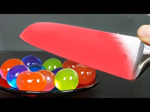 EXPERIMENT Glowing 1000 degree KNIFE VS ORBEEZ BALLS Video