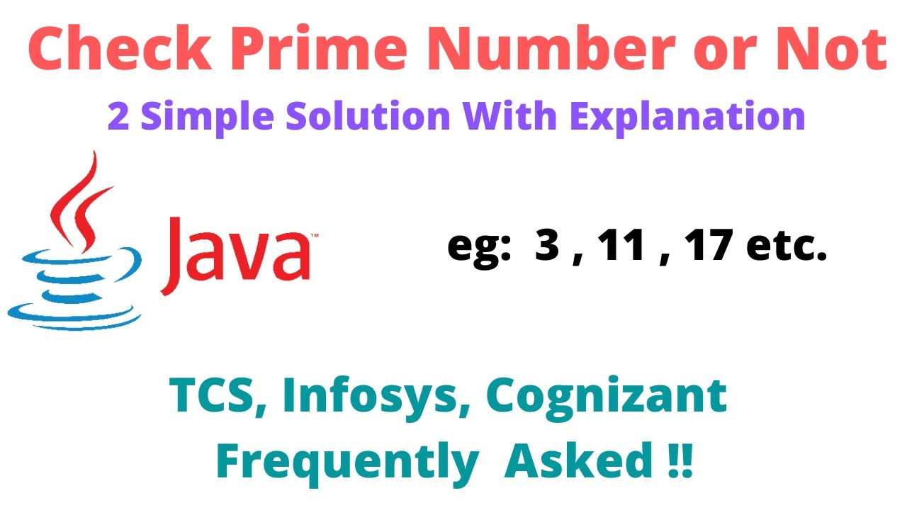Java Program to Check Prime Number | Tcs. Infosys, Cognizant, Accenture Frequently Asked Problem 😲