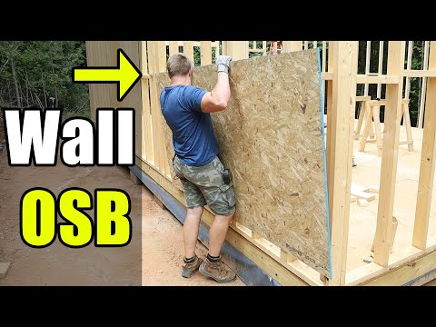 Wall OSB Sheathing and Tyvek House Wrap [Build a Workshop]