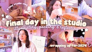 One Last Day In The Studio For 2024 🎀  A Cosy Day of Illustrating, Packing Orders & Reflecting!