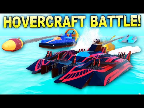 Battling Hovercrafts OVER WATER!  If You Slow Down YOU SINK!