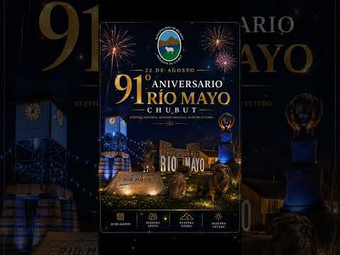 Sesto Afiche 91 Aniversario de Río Mayo Chubut Patagonia Argentina