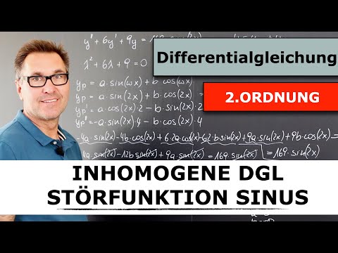 Differentialgleichung | DGL 2. Ordnung | Sinus in der Störfunktion | homogene & partikuläre Lösung