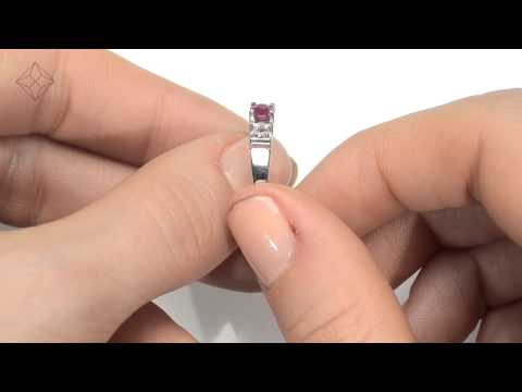 FET38-TY - Ruby 3.75mm And Diamond 18K White Gold Ring