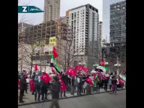 مظاهرة للجالية السورية في مدينة واشنطن في أميركا ترحيياً بعملية درع الربيع للقوات التركية
