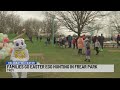 families go easter egg hunting in frear park