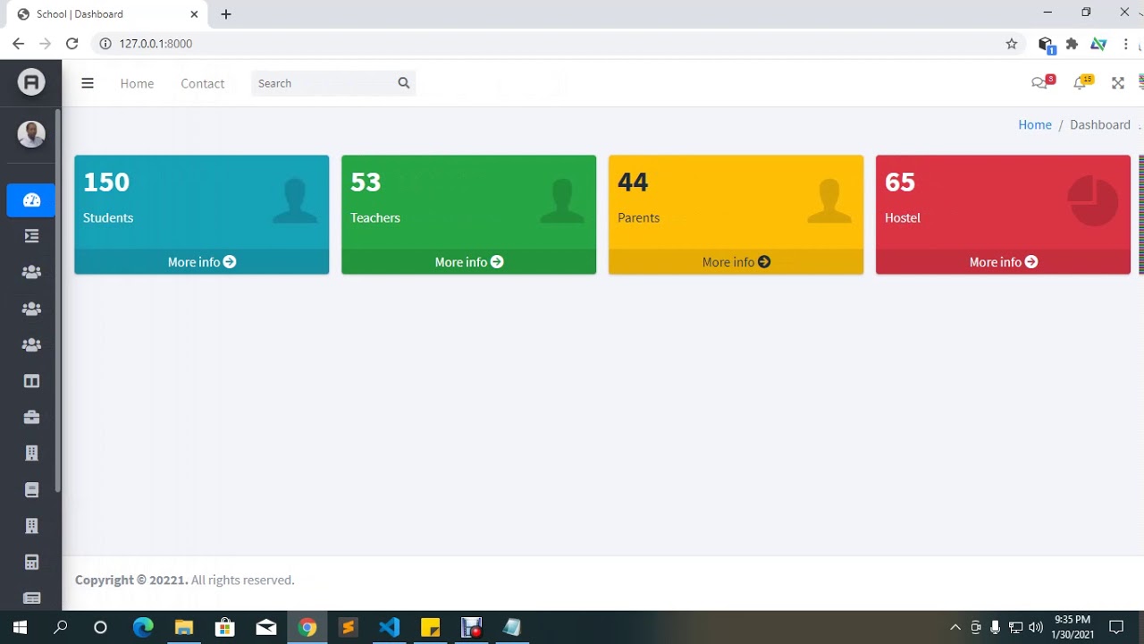 UI school management system  integrated with PythonDjango