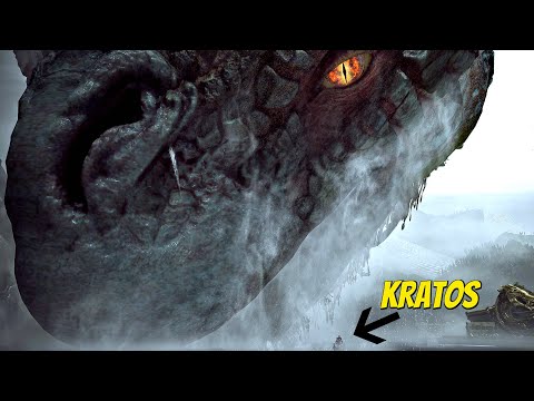 God of War - The Real Size of World Serpent SCENE (Free Camera Mode) Jormungandr Giant
