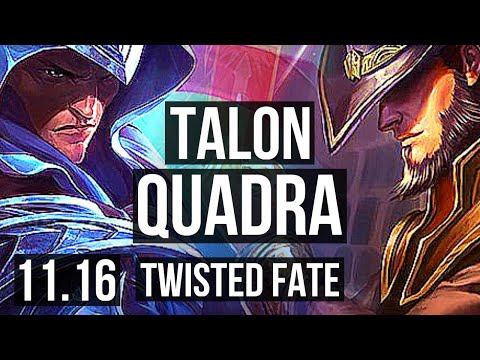 TALON vs TWISTED FATE (MID) | 9 solo kills, Quadra, Legendary, 15/3/7 | EUW Diamond | v11.16