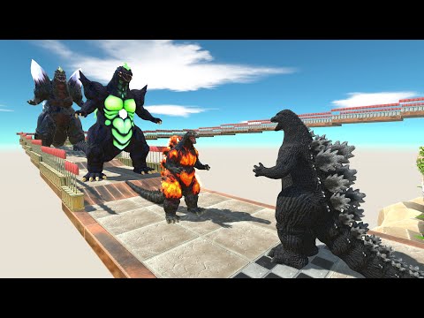 Heisei Godzilla Fighting With All Monster Godzilla Death Fall - Animal Revolt Battle Simulator