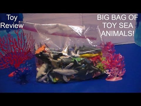 HUGE BAG of MINI TOY OCEAN ANIMALS REVIEW! Squid Shark Fish Sea Horse Crab