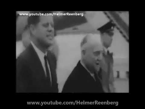 June 3, 1961 - President John F. Kennedy and wife Jacqueline arriving Schwechat Airport, Vienna