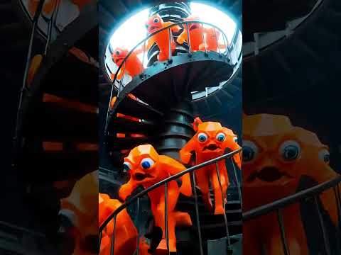 Spiral Stair Monster Run | Neon 3D Infinite Loop | Satisfying Horror Animation Short