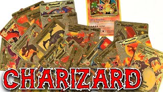 Opening GOLD Pokemon Cards Box full of CHARIZARD VMAX V EX GX + XY Evolutions Box
