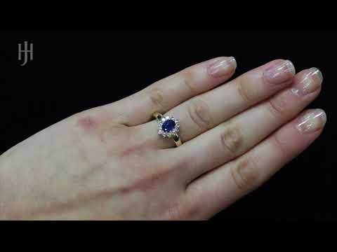 9ct Yellow Gold Diamond & Sapphire Cluster Ring - Hatton Jewellers London HJ245