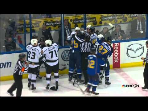 Scrum end of 2nd LA Kings vs St. Louis Blues 1/16/14 NHL Hockey