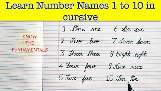 One Two Three in Cursive Writing | how to write one to ten in cursive | Number Names 1-10 in Cursive