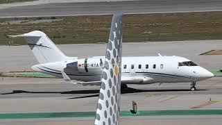 A Bombardier CL-600-2B16 of Kaya Holding preparing for takeoff at Barcelona Airp