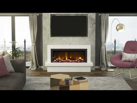 PRYZM IMPERO 57 1000 White Micro Marble | Floorstanding electric fireplace