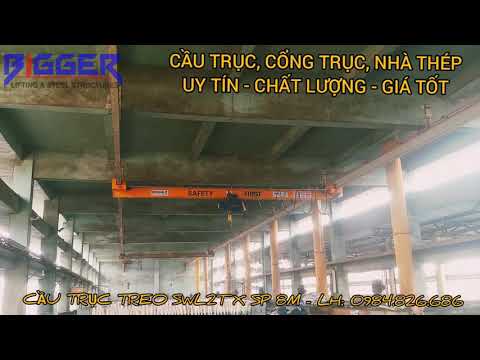 Cầu trục treo tải trọng nâng 2 tấn, khẩu độ 8 mét 