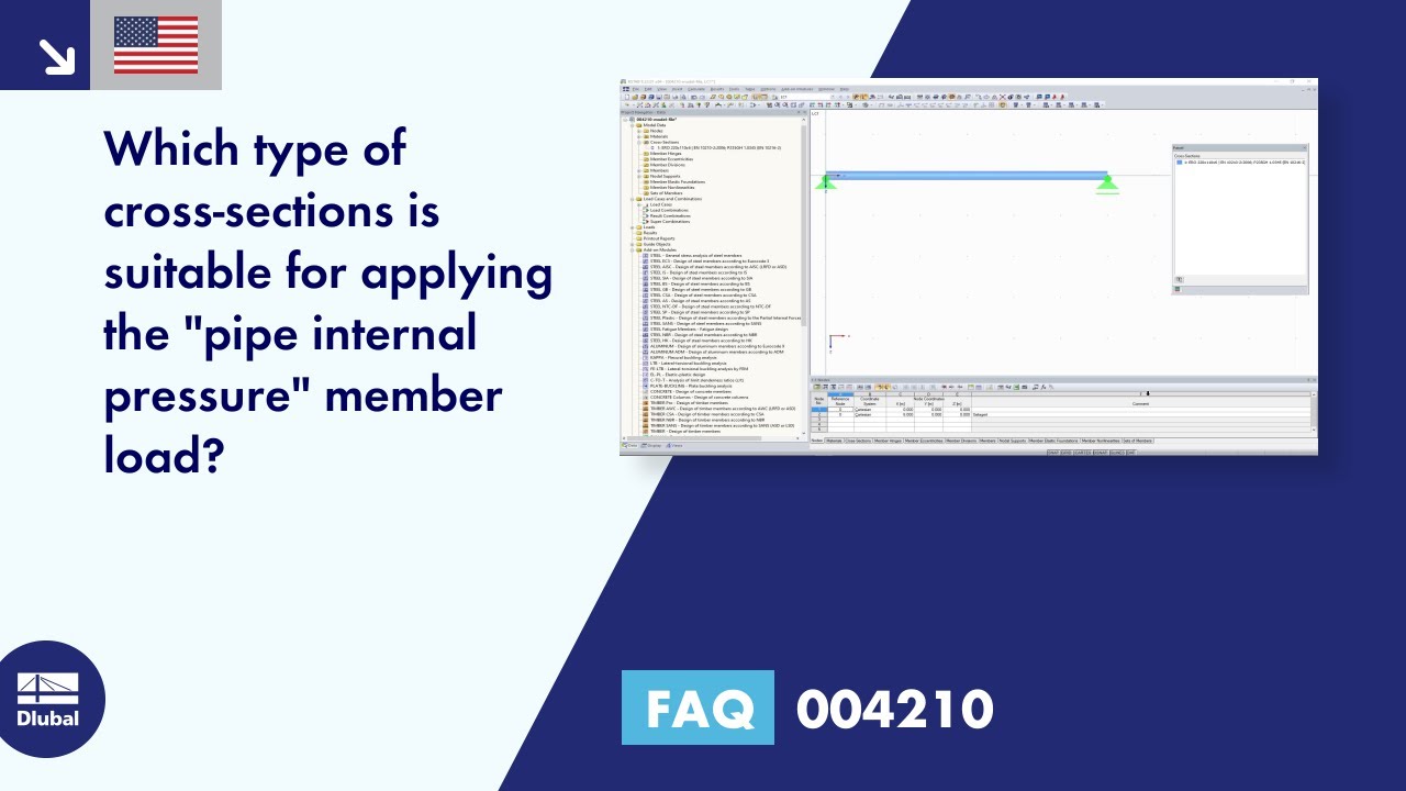 [EN] FAQ 004210 | Which type of cross-section is suitable for applying the "pipe internal pressure" member load?